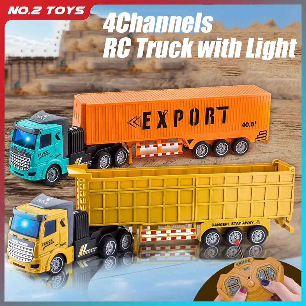 Heavy Equipment Vehicles - 1/48 RCコンテナトラックおもちゃ 子供用 ワイヤレスリモコン 大型輸送トラック セミトレーラー
