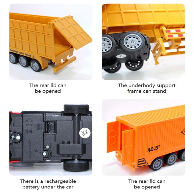 1/48 RCコンテナトラックおもちゃ 子供用 ワイヤレスリ - Heavy Equipment Vehicles のレビューと価格