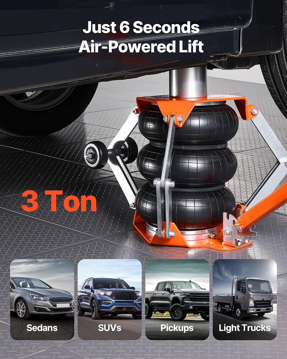 トリプルバッグエアージャッキ（サポートロッド付き）、頑丈な空 - Heavy Equipment Vehicles のレビューと価格